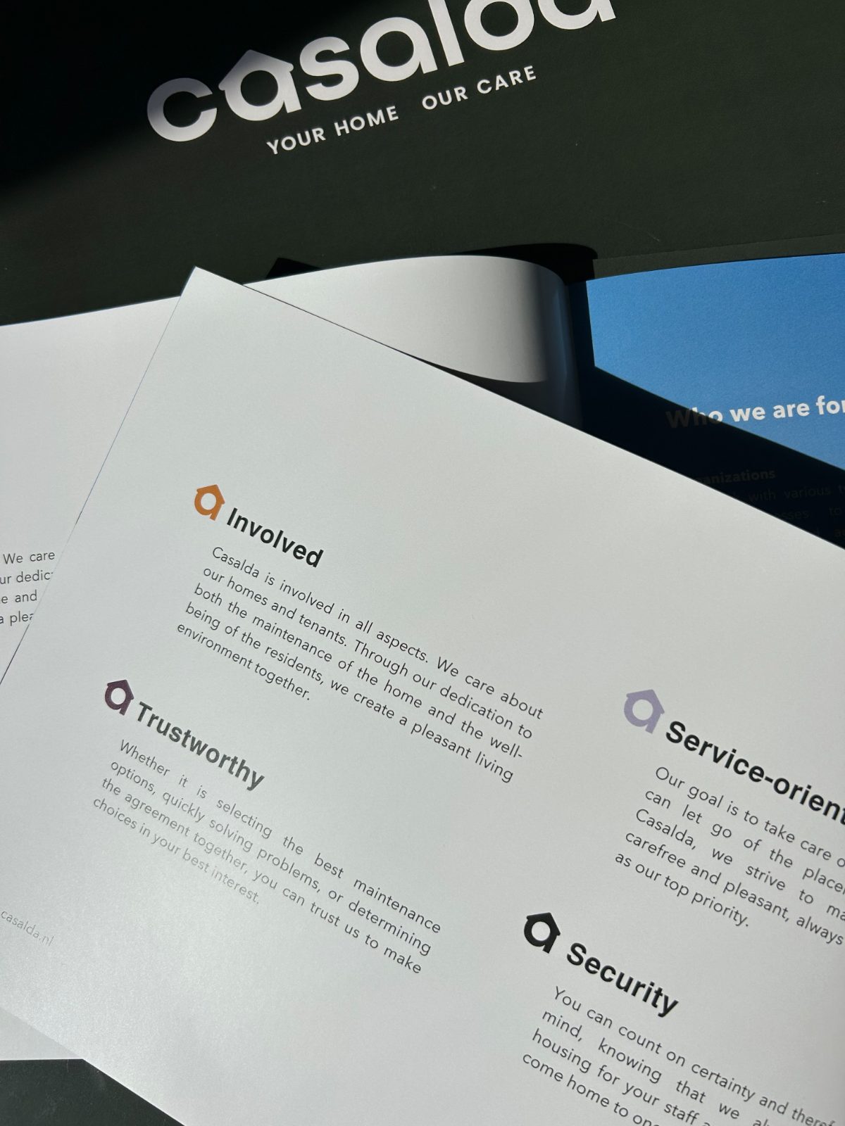 the casalda brandbook open on its core values