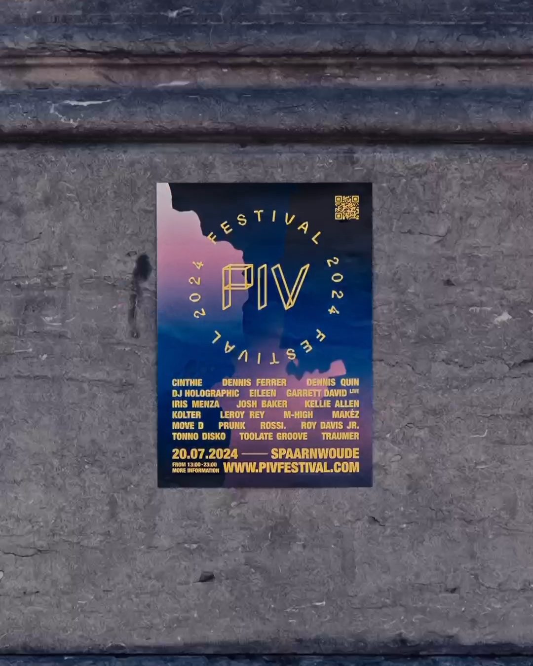 a piv festival 2024 poster on a stone wall